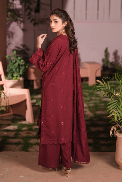 3 Piece Unstitched Embroidered Velvet Jacquard Dhanak Shawl Vihana by Johra JW/ 577