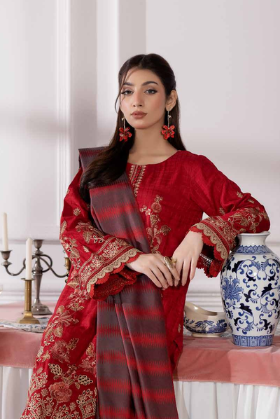 3 Piece Unstitched Embroidered Jacquard Shaw Ameeli by Johra JW -737