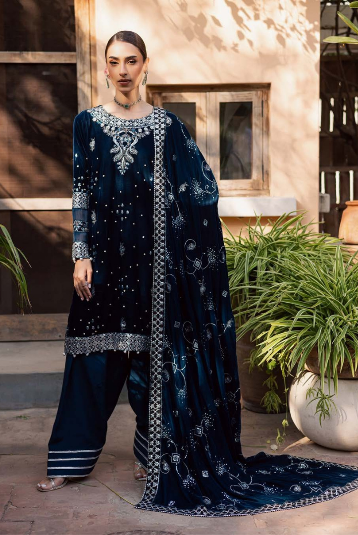 3 Piece Unstitched Velvet Embroidered Maya by Nurèh Wedding Edit Vol-II NU25MV NW-114