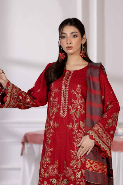 3 Piece Unstitched Embroidered Jacquard Shaw Ameeli by Johra JW -737