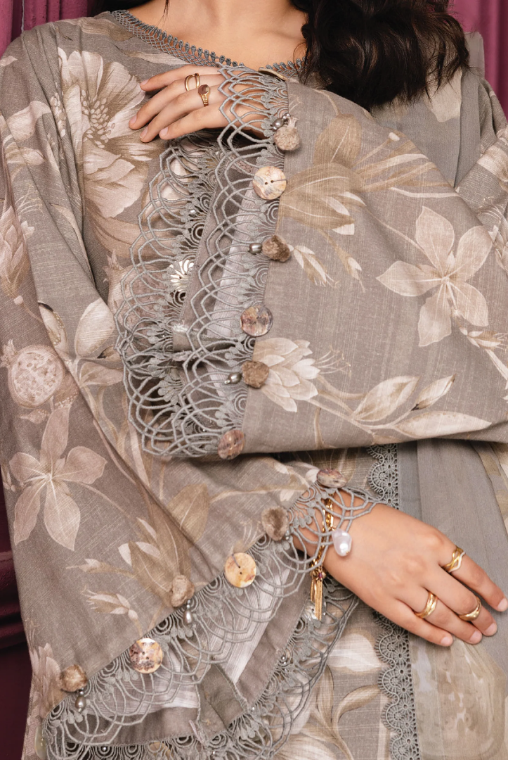 3 Piece Stitched INLAYS Digital Printed Khaddar M Basics By Maria B MB-CUS25-1101-A