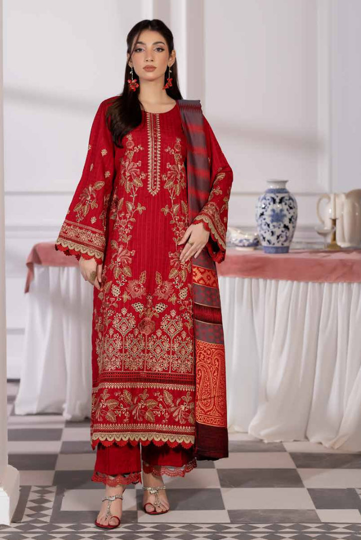 3 Piece Unstitched Embroidered Jacquard Shaw Ameeli by Johra JW -737