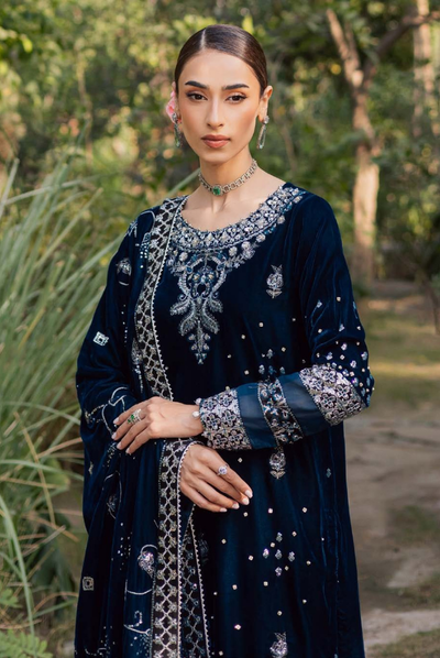 3 Piece Unstitched Velvet Embroidered Maya by Nurèh Wedding Edit Vol-II NU25MV NW-114