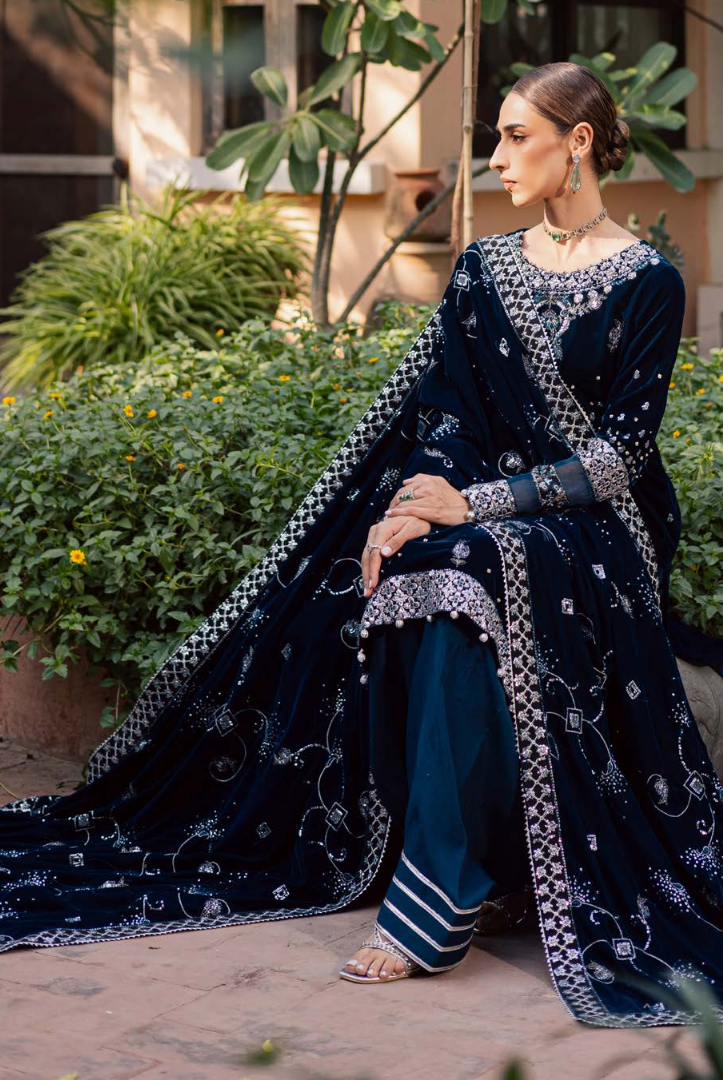 3 Piece Unstitched Velvet Embroidered Maya by Nurèh Wedding Edit Vol-II NU25MV NW-114