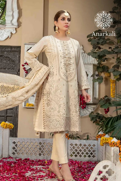 Tawakkal Jashan 3 Piece Stitched Suit(Cream)