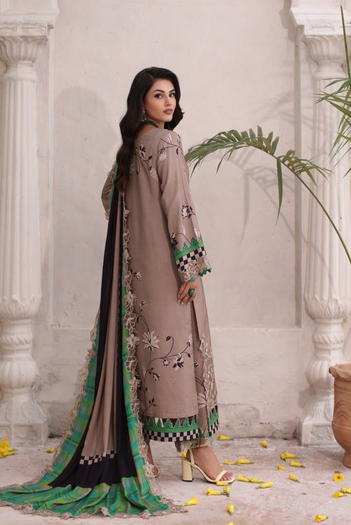 3 Piece Stitched Embroidered Linen Shawl Suits From Virsa By Charizma - 02