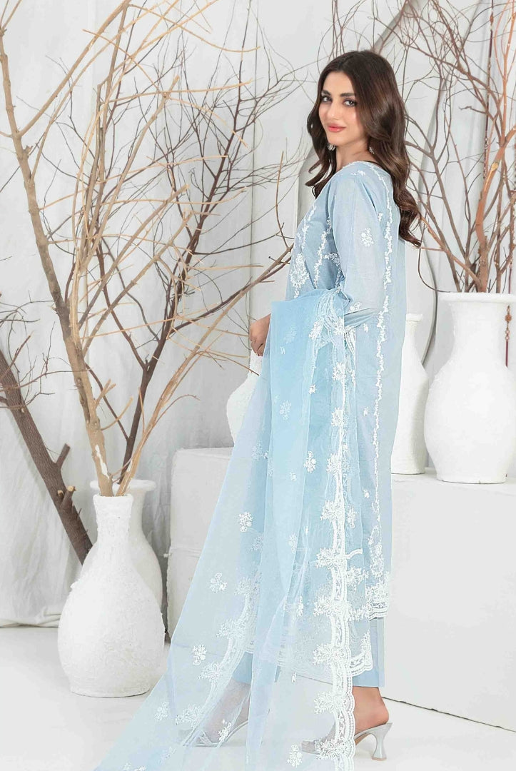 3 Piece Stitched Fancy Embroidered Lawn Suit From Aeni By Tawakkal - 02