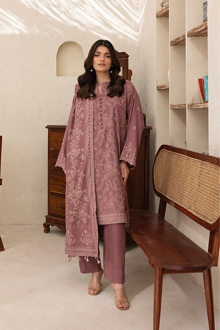 3 Piece Stitched Printed Suits Collection By Lakhany Pashmina - Copper Rose