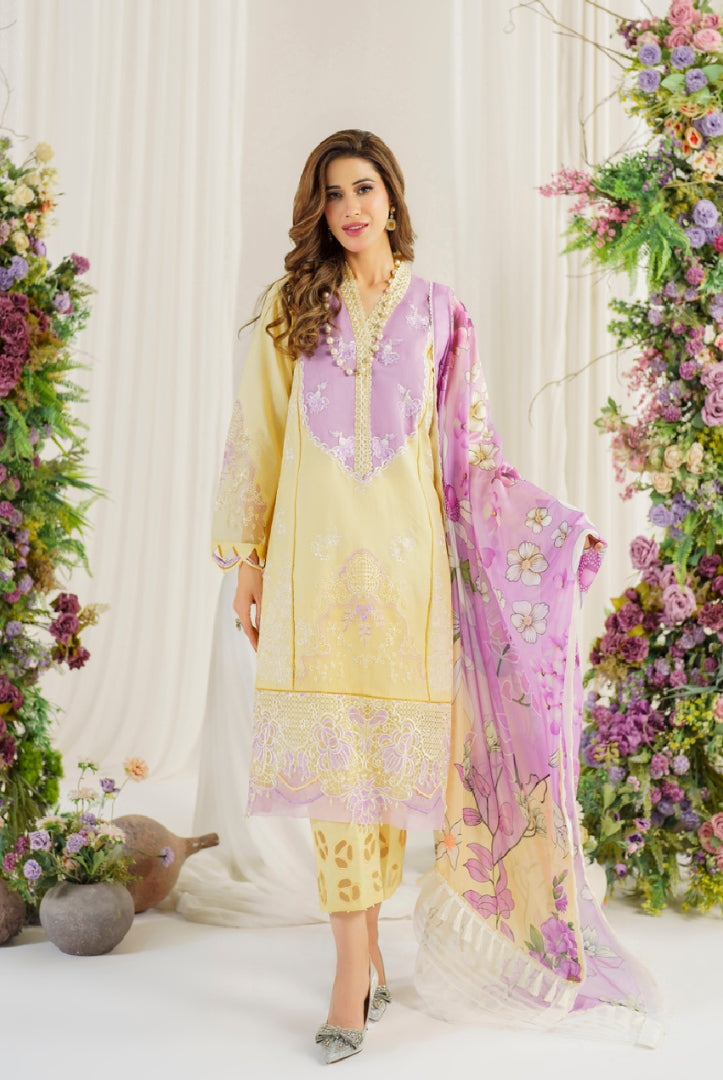 3 Piece Stitched Luxury Lawn Suit | Pretty In Pink Vol'2 By Asifa & Nabeel - Versaila