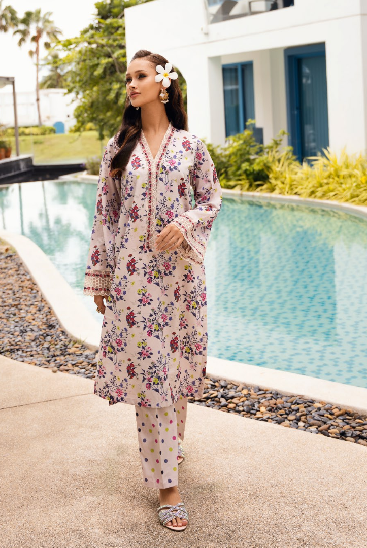 2 Piece Stitched Embroidered Cambric Lawn Suit From Minsk By Esra - 02