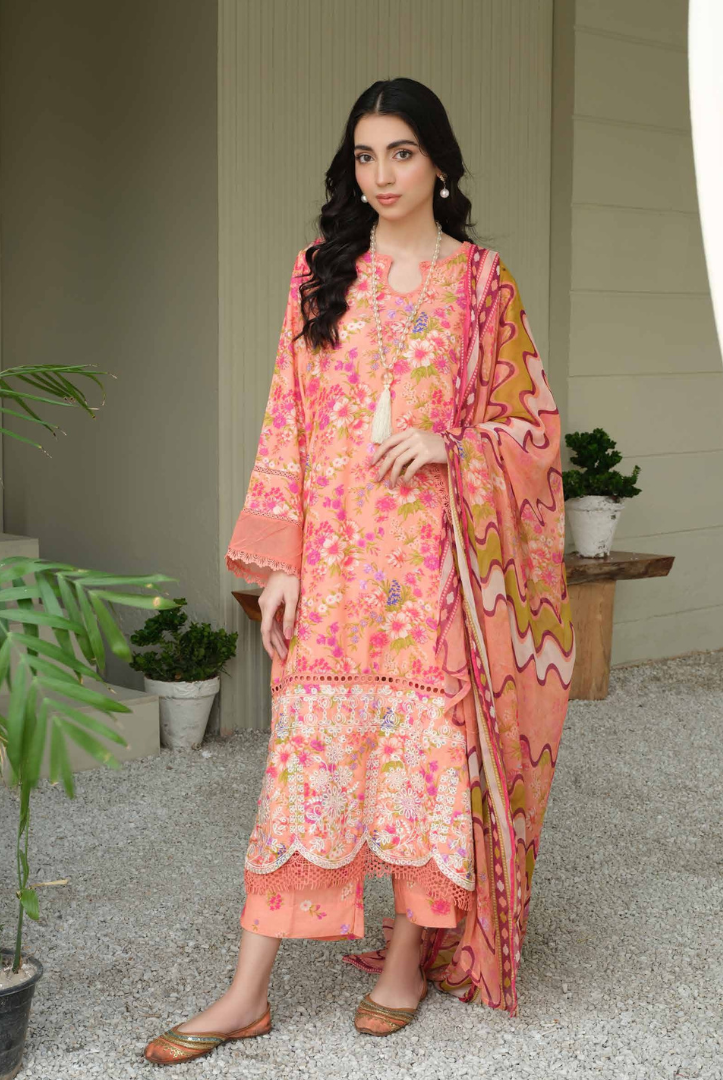 3 Piece Stitched Embroidered Digital Printed Suits From Florant By Johra - 02