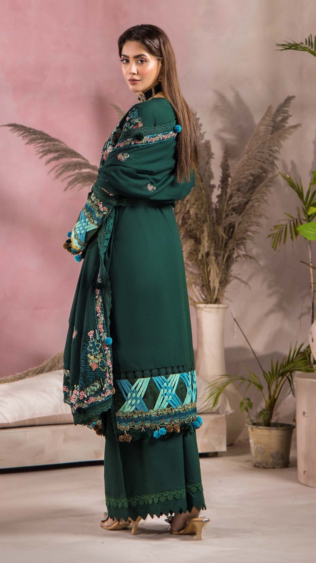 3 Piece Stitched Luxury Winter Embroidered Collection Vol.2 By Eshaisha - 02