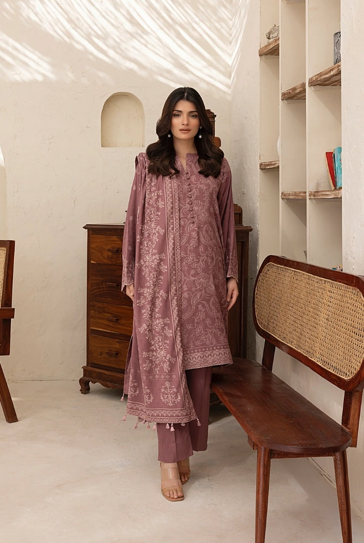 3 Piece Stitched Printed Suits Collection By Lakhany Pashmina - Copper Rose