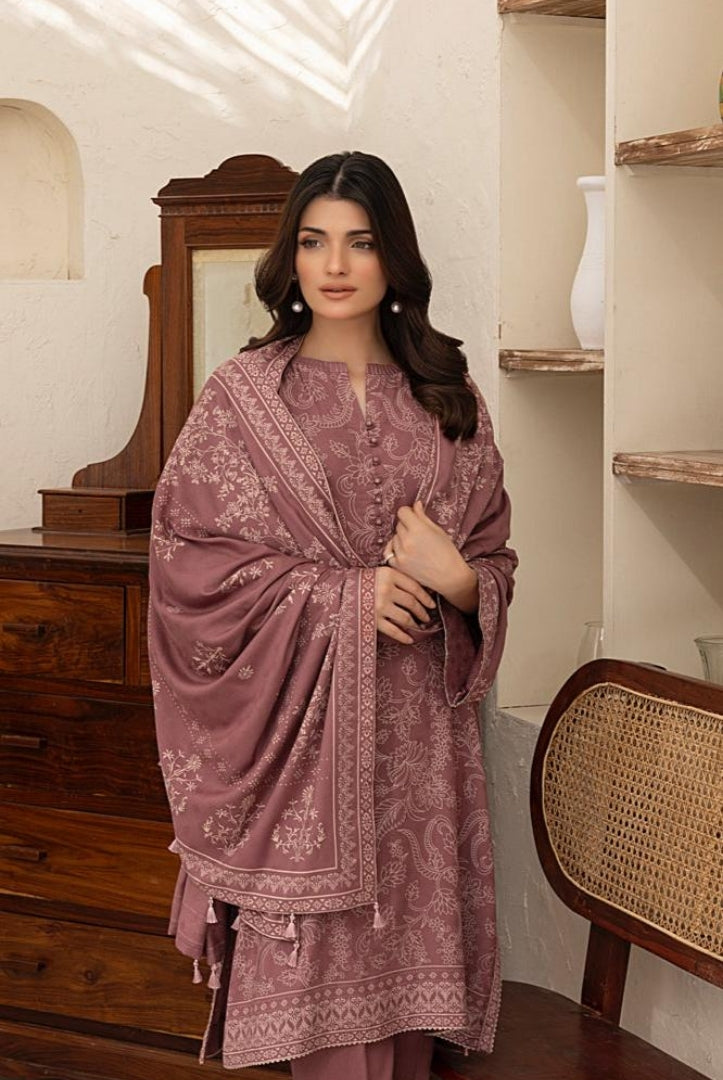 3 Piece Stitched Printed Suits Collection By Lakhany Pashmina - Copper Rose