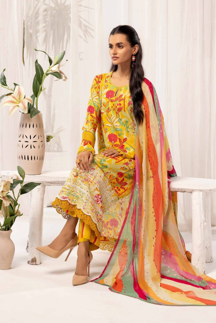 3 Piece Stitched Embroidered Digital Printed Suits Collection From Abeera By Johra - 02