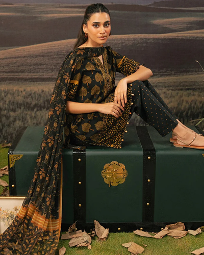 3 Piece Stitched Embroidered Linen Casual - Pre/Fall 25 Winter M.Basics by MARIA.B  - MBPF#19