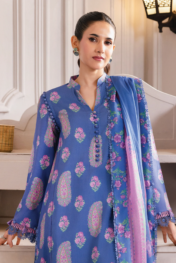 3 Piece Stitched INLAYS Digital Printed  Linen M Basics By Maria B MB-CUS25-1110-B