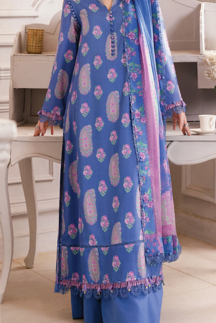 3 Piece Stitched INLAYS Digital Printed  Linen M Basics By Maria B MB-CUS25-1110-B