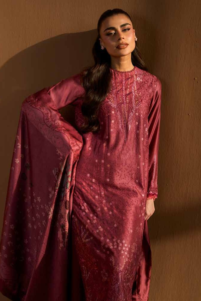 3 Piece Unstitched Embroidered Herringbone Winter Shawl by Sobia Nazir WS25-Design - 3 B