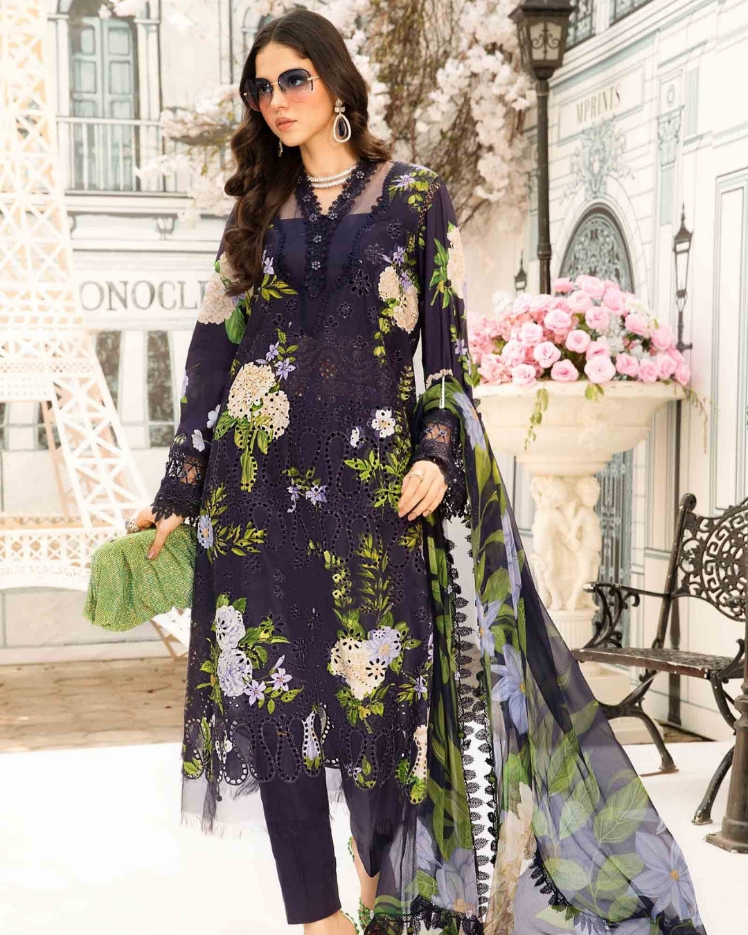 3 Piece Stitched Embroidered Lawn Suit From Maria.B By M.Prints Eid Edit Collection'25 - 20