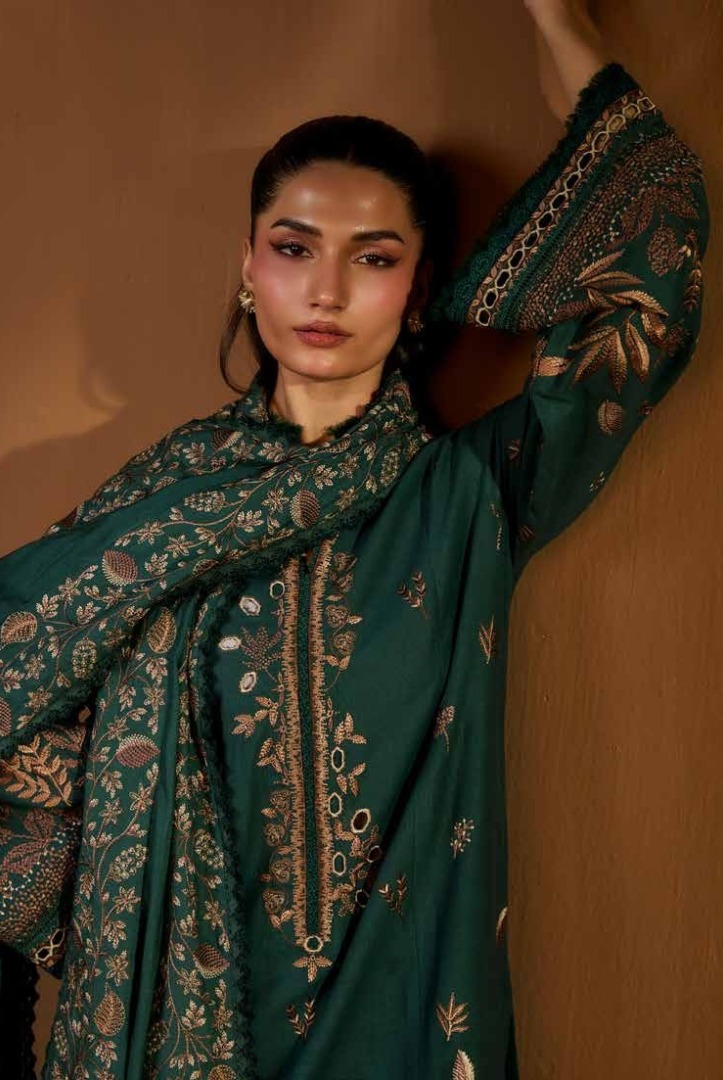 3 Piece Unstitched Embroidered Herringbone Winter Shawl by Sobia Nazir WS25-Design - 4 B