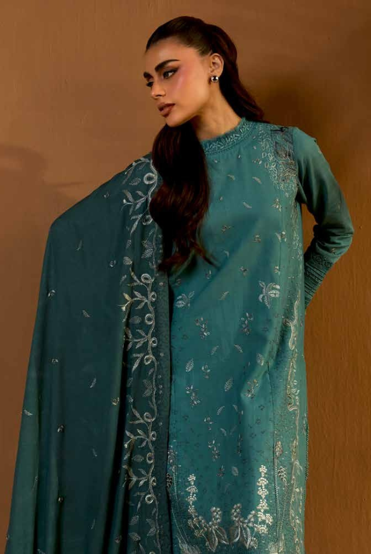 3 Piece Unstitched Embroidered Herringbone Winter Shawl by Sobia Nazir WS25-Design - 5 A