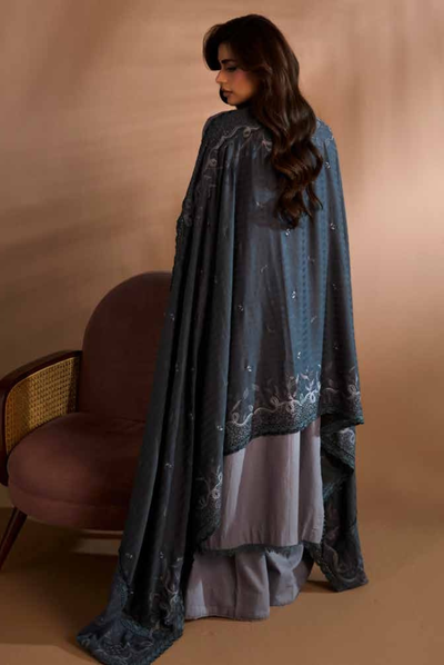 3 Piece Unstitched Embroidered Herringbone Winter Shawl by Sobia Nazir WS25-Design - 5 B