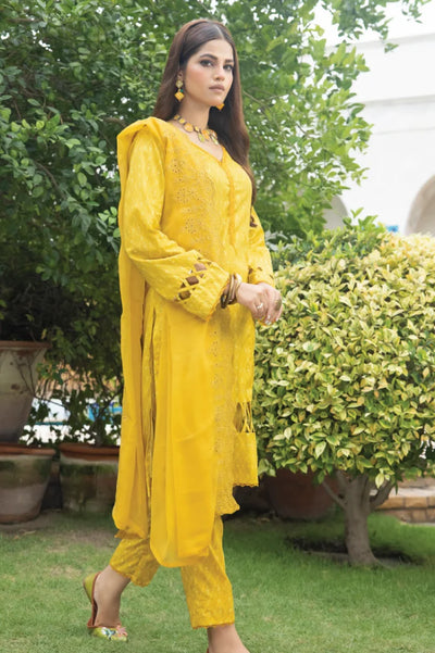 Identic Seperates Chiffon 3 Piece Stitched Suit - 03