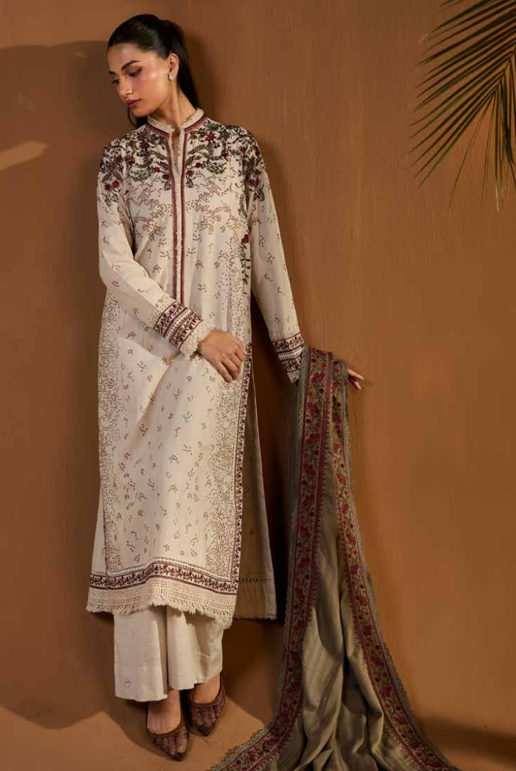 3 Piece Unstitched Embroidered Herringbone Winter Shawl by Sobia Nazir WS25-Design - 6 A