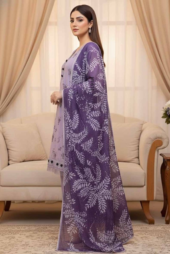 3 Piece Unstitched Wool shawl Embroidered Khaas by Johra JW-611