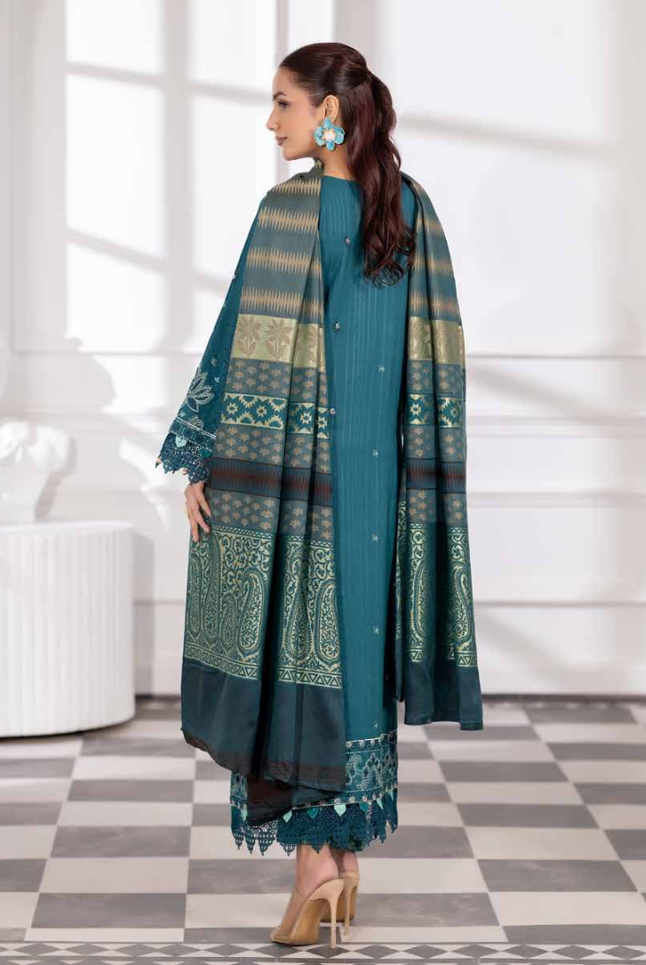 3 Piece Unstitched Embroidered Jacquard Shaw Ameeli by Johra JW -738