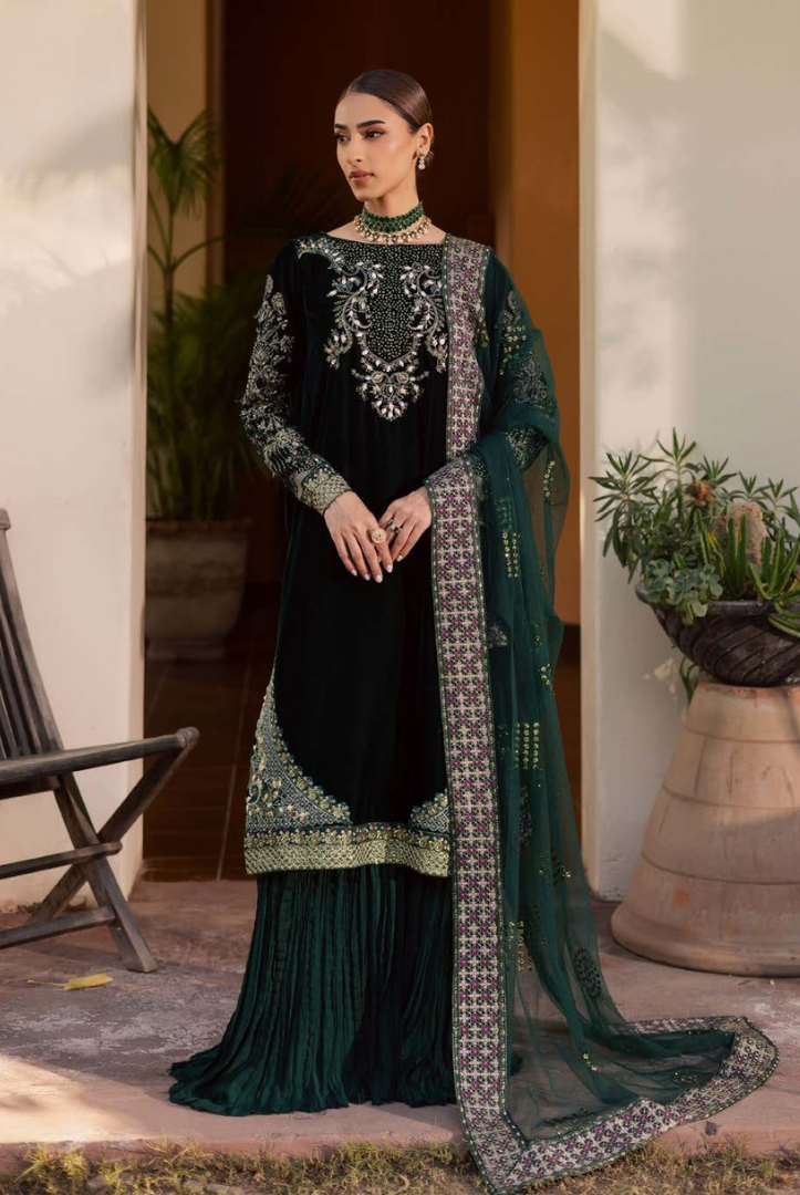 3 Piece Unstitched Velvet Embroidered Maya by Nurèh Wedding Edit Vol-II NU25MV NW-115