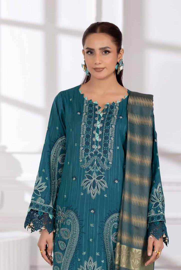 3 Piece Unstitched Embroidered Jacquard Shaw Ameeli by Johra JW -738