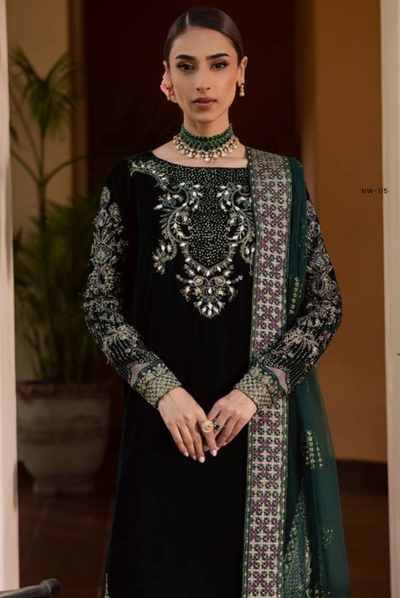 3 Piece Unstitched Velvet Embroidered Maya by Nurèh Wedding Edit Vol-II NU25MV NW-115