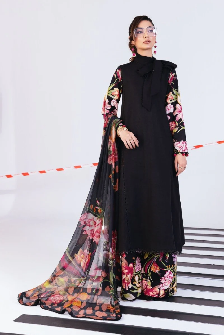 3 Piece Stitched INLAYS Digital Printed Khaddar M Basics By Maria B MB-CUS25-1101-B