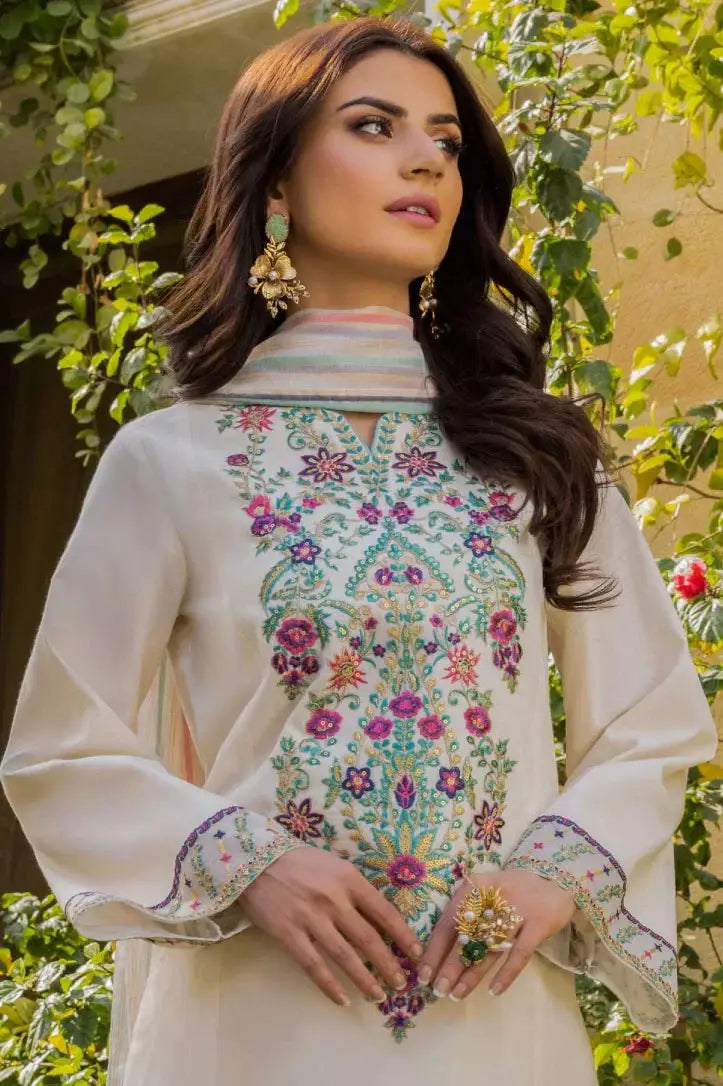 2 Piece Stitched Festive Pret Suit By Asim Jofa -  Off White