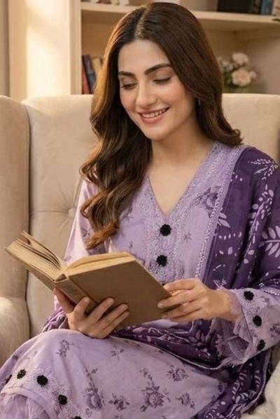 3 Piece Unstitched Wool shawl Embroidered Khaas by Johra JW-611