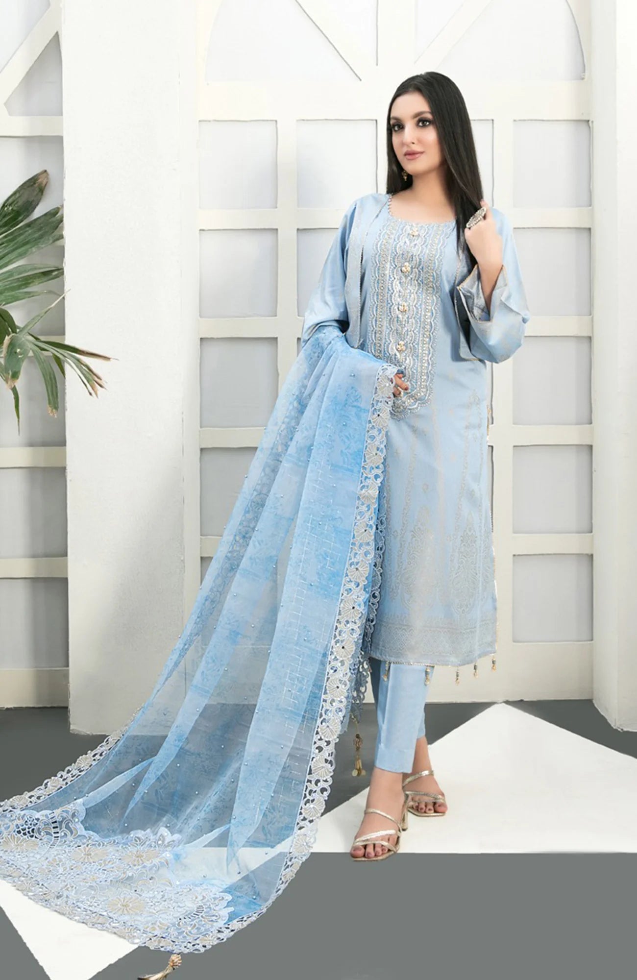 3 Piece Stitched Karandi Banarsi Suit Safiya By Tawakkal - 03