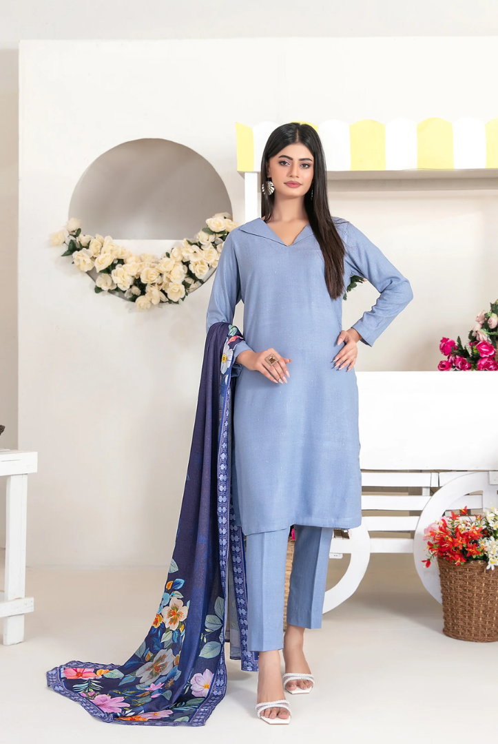 3 Piece Stitched Fancy Printed Leather Peach Laila by Tawakkal  Winter Collection D-4715