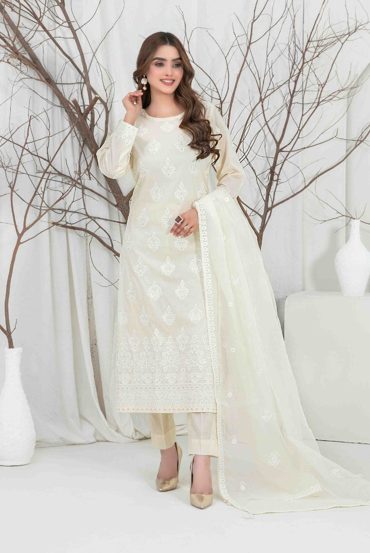 3 Piece Stitched Fancy Embroidered Lawn Suit From Aeni By Tawakkal - 03