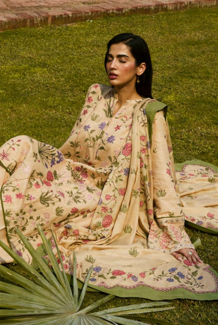 3 Piece Stitched Embroidered Khaddar Suit From Zara Shahjahan Winter Shawl Collection - NEGAH