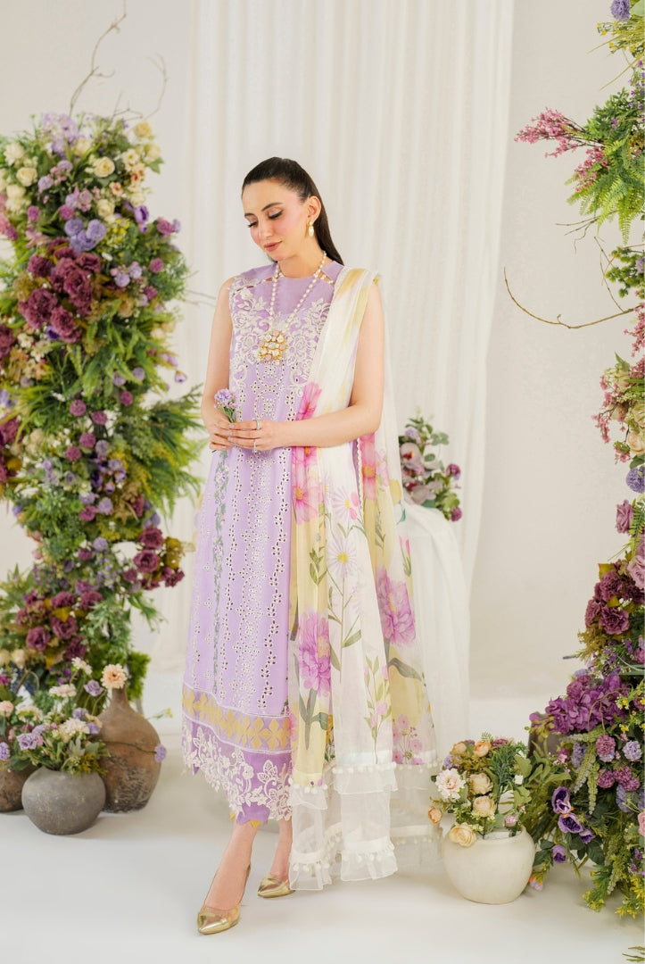 3 Piece Stitched Luxury Lawn Suit | Pretty In Pink Vol'2 By Asifa & Nabeel - Baby's Breath