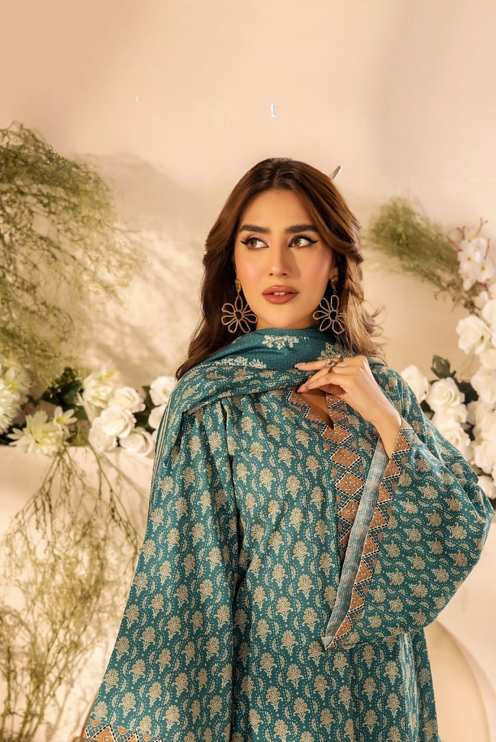 3 Piece Stitched Digital Printed Doria Cambric Suits From Safwa By Koka - 03