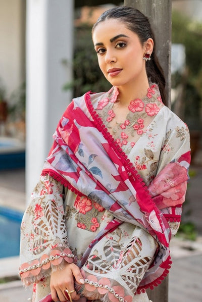 3 Piece Stitched Embroidered Lawn Suit | Meraki Vol'2 By Asifa & Nabeel - Chambeli