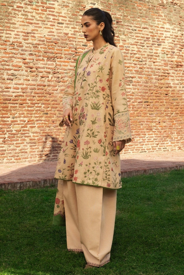 3 Piece Stitched Embroidered Khaddar Suit From Zara Shahjahan Winter Shawl Collection - NEGAH