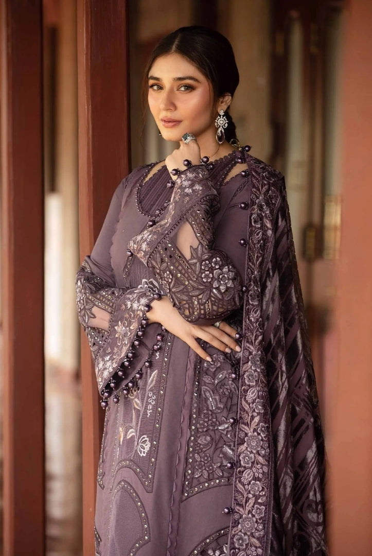 3 Piece Stitched Embroidered Linen Suit From Maria.B Winter Luxe'24 Collection - 03