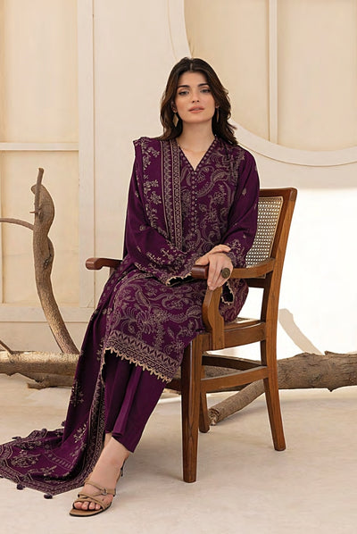 3 Piece Stitched Printed Suits Collection By Lakhany Pashmina - Plum