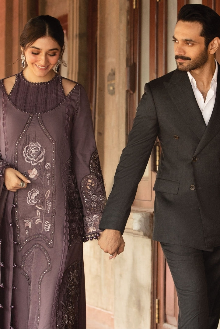 3 Piece Stitched Embroidered Linen Suit From Maria.B Winter Luxe'24 Collection - 03