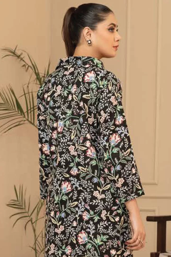 2 Piece Stitched Shirt By Limelight - BLACK FLORAL