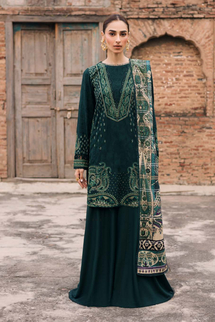 3 Piece Stitched Maya by Nureh Embroidered Self Linen Jacquard NU25MYA - NW-103